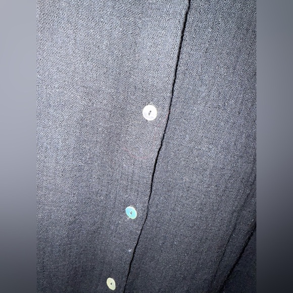 Nanette Lepore|Black Casual Button-Up Top in short sleeve,gauze beachy style•••L - Picture 9 of 13